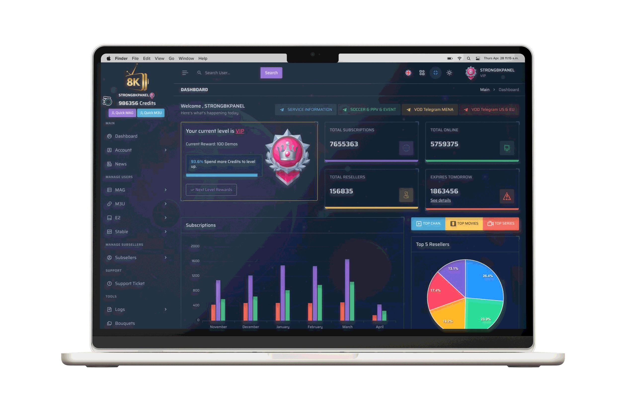 Strong IPTV Reseller Panel Dashboard