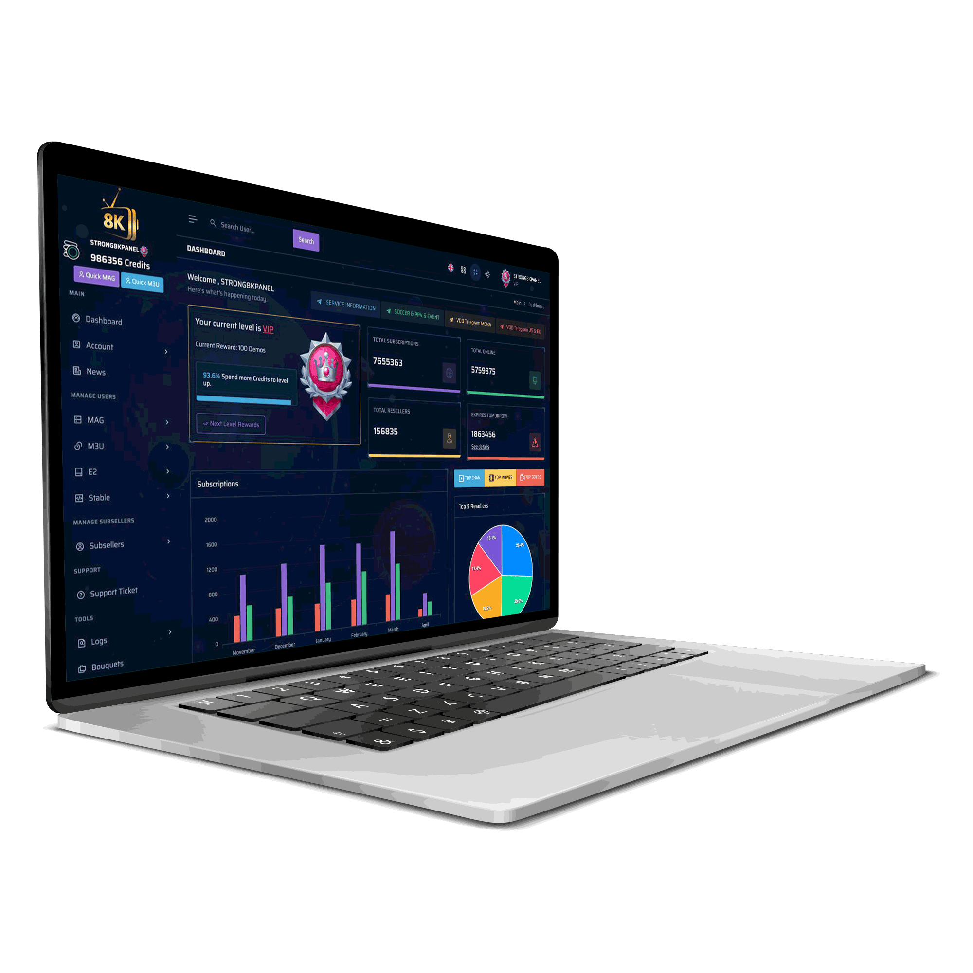 Strong IPTV Reseller Panel Dashboard Interface